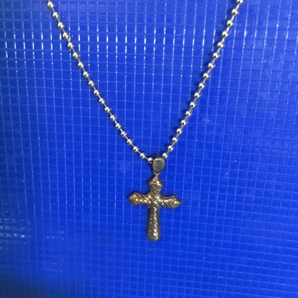 Cross necklace with beaded chain